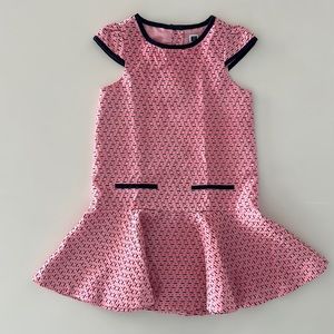 JANIE & JACK pink and navy dress with low waist and flutter skirt